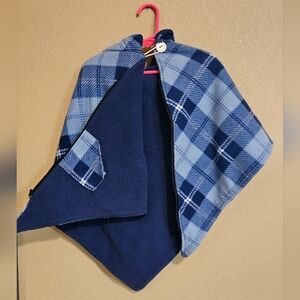 Homemade Blue Plaid Fleece Carseat Poncho